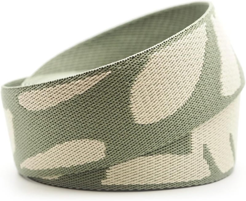 CRAFTMEMORE 1.5 Inches Cotton Poly Webbing Strap, Nature Leaf Pattern Heavy Webbing for Arts and Crafts, Bag Strap (Olive Green Ivory x 5 Yards) - Image 1
